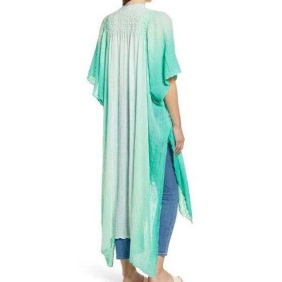 Free People Ombré Green Short Sleeve Duster - Picture 3 of 9